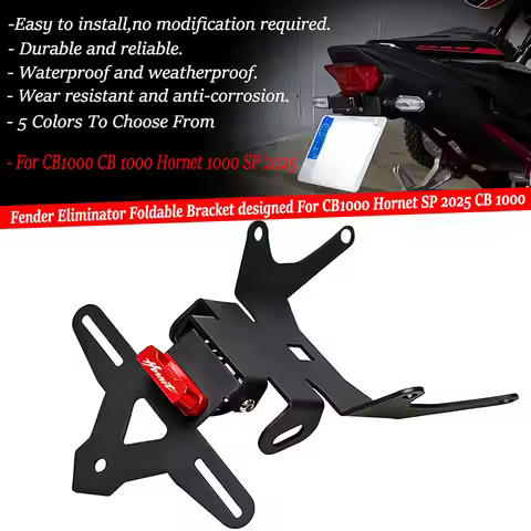 Motorcycle Foldable License Plate Holder Tail Tidy Fender Eliminator LED Light For HONDA CB1000 Horn