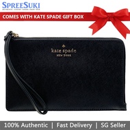 Kate Spade Wristlet In Gift Box Staci Medium Lzip Wristlet Black # WLR00134