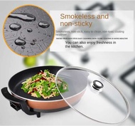 Multipurpose 220V Electric Hot Pot, Skillet And BBQ Grill, Nonstick Surface