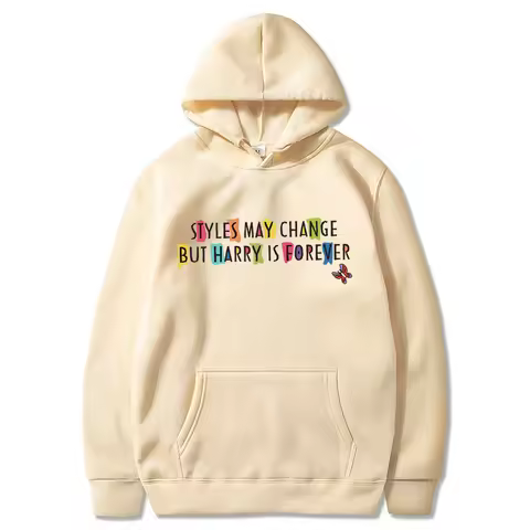 Style May Change But Harry Is Forever Hoodie Vintage Y2k 90s Rainbow Colour Graphic Hooded Sweatshir