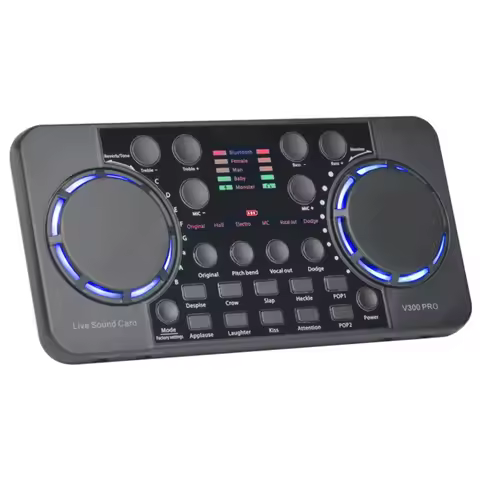 V300 Live Sound Card Audio Mixer Set Bluetooth Voice Changer For Phone PC Live Streaming Broadcast E