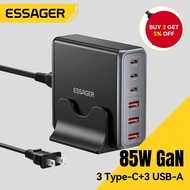 Essager 85W GaN USB Charger6in1 Desktop Fast Charge USB Type C Charger For iPhone17 16 15Pro Xiaomi 