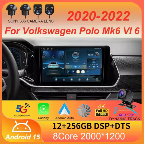 Android 15 For Volkswagen Polo Mk6 VI 6 2020 - 2022 Car Radio Multimedia Video Player Navigation GPS