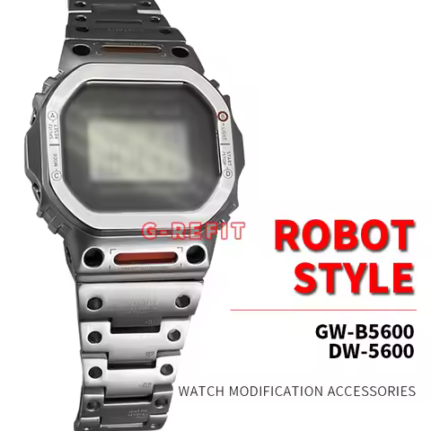 G-Refit Titanium Stainless Steel WatchCase with Metal Bezel Strap for DW5600 GWB5600 G5600E GWM5610 