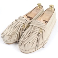 รองเท้าโลฟเฟอร์หนังนูบัค FENDI รุ่น 2023SS 7P1589 รุ่น Orlock สีเบจ ตกแต่งด้วยโลโก้ FF ฮาร์ดแวร์สีทอ