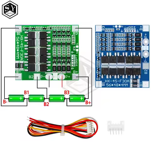 BMS 4S 3.2V 3.7V 30A LiFePO4 / Lithium Battery Charge Protection Board 12.8V 14.4V 18650 32650 Batte