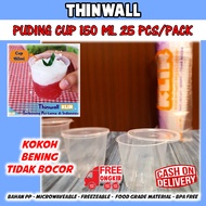 Gelas puding plastik 150 ml +tutup / Puding cup / Cup Jelly / Tempat saus / Sauce Cup / tempat puding / cup plastik thinwall klir 150 ml isi 25pcs