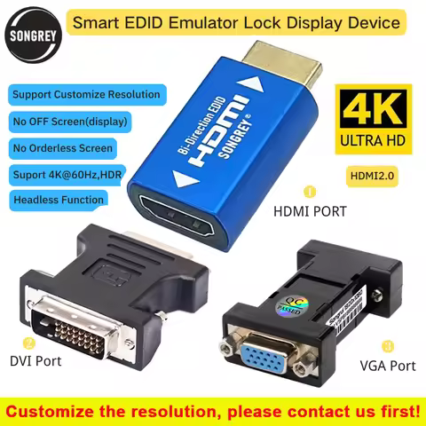 SRhonyra HDMI EDID Emulator Up To 4K Virtual Display Dummy Plug for Extender/KVM Switch/AV Receiver/