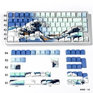 Blue Coral Sea ด้านข้างพิมพ์ Keycaps Double Shot Shine ผ่าน keycaps โปรไฟล์เชอร์รี่ PBT Keycaps สําห