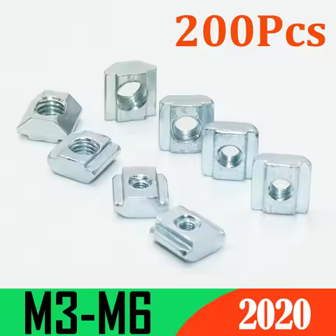200p/set 2020 M3 M4 M5 T Slide Nut Galvanized T-Slot Sliding Nut in Connection 20 Series Aluminum Ex