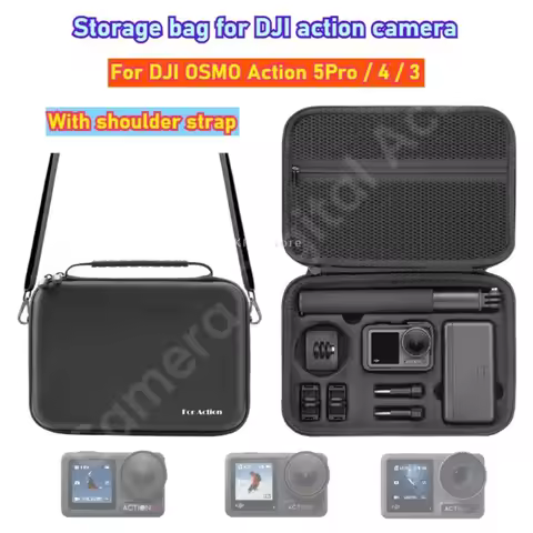 For DJI Action 5 PRO 4 Portable Case Waterproof Bag Charger Base Selfie Stick Storage Handbag for DJ