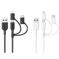 ANKER｜PowerLine II 3合1即USB-C+A+蘋果Lightning數據傳輸充電線 ( A8436H系列 )