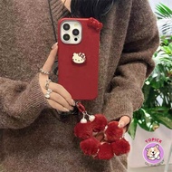 For iPhone 16 15 14 13 12 11 Pro Max X Xr Xs Max 7 8 6 6s Plus Phone Case Cute Wind Red KT Cat Lanya