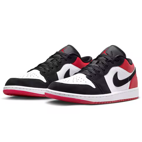 Nike AJ1 Air 1 Low “White Black GymRed” Comfortable, Slip-Resistant, Durable Retro Basketball Shoes 