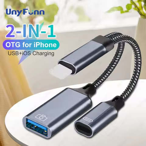 2 in 1 OTG Cable for iPhone with Charging Adapter Lighing to USB A Adapter with PD Charging Port For