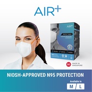 AIR⁺ Protect Mask | NIOSH N95 Respirator | M &amp; L Sizes | 20PC | PFE 95% | BFE 99.9% | Made in Singapore