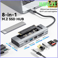 NBGJT 8-in-1 USB HUB With Disk Storage Function M.2 SSD NVMe SATA Type-C to HDMI Laptop USB C Dock Station For Macbook Pro Air M1 M2 JFGND