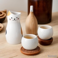 [Bilibili1] Ceramic Sake Set Cute Design Pottery Teacups Sake Glasses Sake Carafe for Tea Drink Sake
