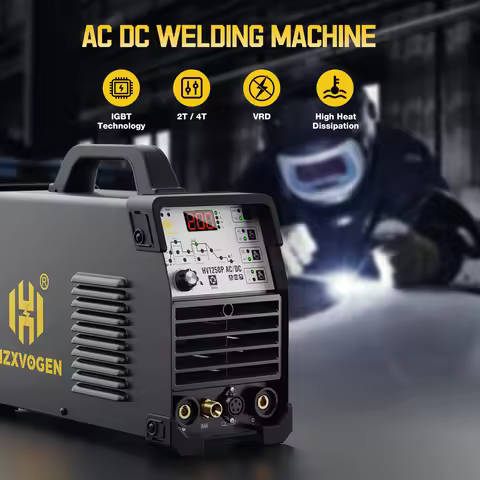 HZXVOGEN 6 in 1 HVT250P Welder 220V AC/DC HF TIG 0.3mm Ultra thin Aluminum Stainless Pulse 2T/4T ARC
