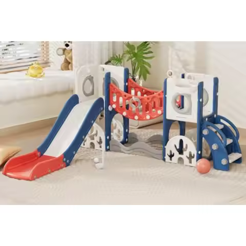 9 in 1 Toddler Playground Slide Set - Monkey Bar Climbing Arch for Coordination, Easy Assembly, Indo