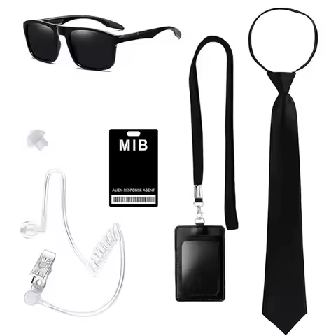 Spy Security Cosplay Dress Up Set MIB Sunglasses Earplugs Wedding Flower Girl Party Accessories
