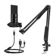 FIFINE USB C&amp;A Gaming Streaming Microphone Kit for PC Computer  Arm Stand Mute Button&amp;Gain Studio Mic for Podcast Recording-T683Microphones