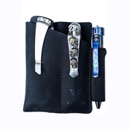 PJ12 Small EDC Leather Pocket Organizer , Mini Pocket Knives, Double EDC Pocket Leather Slip, Knife 