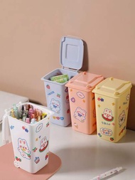 1 pieza multicolor escritorio pequeño Cubo de basura , Bote para lápices con Tapa , creativo mini papel Cesta para oficina escritorio