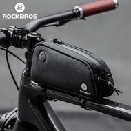 ROCKBROS Bicycle Bag 1.3L Waterproof Portable Frame Front Tube Cycling Bag MTB Road Bike Pannier Black With Headphone Plug