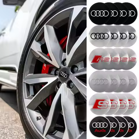 56/60/65MM Car Wheel Hub Caps Auto Emblem Tyre Center Covers Accessories For Audi A1 A2 A3 A4 A5 A6 