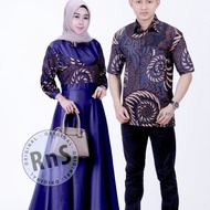 batik couple gamis kombinasi polos baju gamis wanita muslim terbaru - ungu kemeja panjang