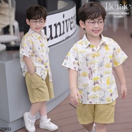 Bernie boys' short sleeve shirt set Cute and happy dinosaur - Boys' beach outing set 9-26kg - T1225B
