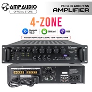 AmpAudio 150W-680W Public Address Power Amplifier 4 Zone 70V 100V PA System 2U Rackmount