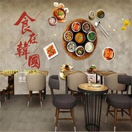 Custom 3D Hand-Korean Theme Landscape Mural Korean Style BBQ Kimchi Restaurant Background Wallpaper 