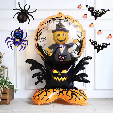 Upright Spider Ghost Tree Pumpkin Balloon Indoor Halloween Home Decor Halloween Balloon Decor Hallow