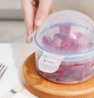 其他品牌 - 2個 水果密實盒保鮮盒蘋果收納盒家用圓形帶蓋密封盒洋蔥盒微波爐加熱米飯盒