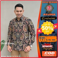 Men's Long-Sleeved Batik Shirt, Office Work Wear, Full Premium Lining Aluna G_BA107