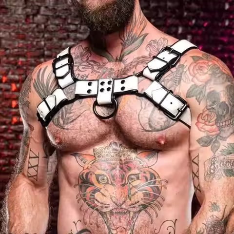 Men Harness Leather Chest Fetish Men Gay Adjustable Sexual Body Bondage Cage Harness Belts Rave Gay