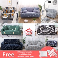 Homepo【Free Pillowcase COD】Uratex l shape Sofa cover 1 2 3 4 seater stretchable Elastic universal Stretch Sofa bed cushion Couch Cover case Furniture Protector set of 3 pcs printed Plaid flower Slipcovers recliner for living room armrest armless sofa