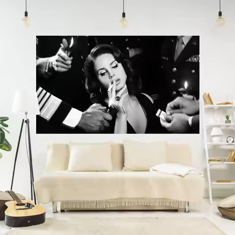 Lana Del Rey Wall Tapestry, Hippie Rapper Smoking Art Artistic Print Bedroom or Home Decor