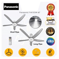 [SIRIM] PANASONIC F-M15GW 60" 5 Blade DC Motor 3 Color LED Light Remote Control Ceiling Fan Short/Lo