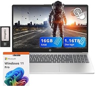 HP 15.6" Touchscreen Laptop, Intel i3-1215U, 16GB RAM, 1.16TB Storage(1TB SSD + 160GB Docking Statio