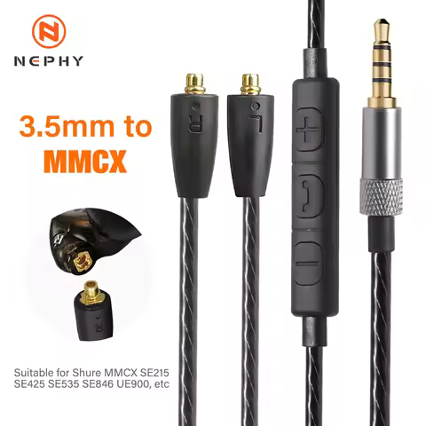 Upgrade 3.5mm to MMCX Cable for Shure SE535 SE215 UE900 Headphone Imitation Freezing Replacement Aud