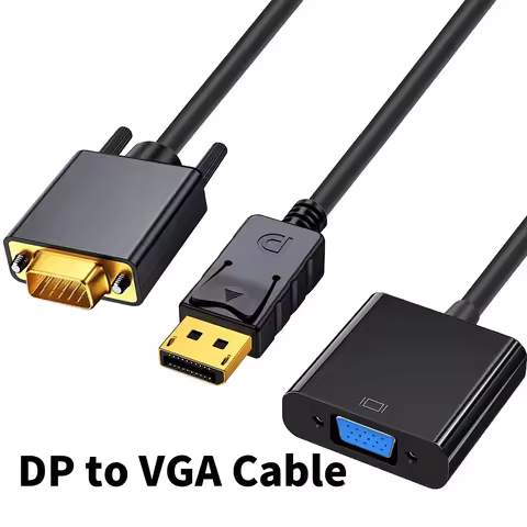DP To VGA Adapter Cable Compatible with HP Elitebook Dell Laptop Desktop PC DisplayPort Host To VGA 