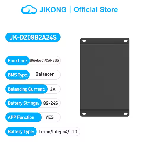 JIKONG JK-DZ08B2A24S Smart Active Balancer 2A 8S 16S 20S 24S CANBUS Bluetooth APP Li-ion LiFePO4 LTO