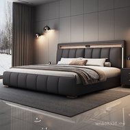 Wedding High-End Bed Owner 1.5m Induction High-End Modern Genuine Leather Luxury Lamp Horizontal Dou