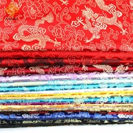 75CM Thick Classic Red Series Dragon Brocade Satin Fabric Jacquard Yarn-dyed Silk DIY Furniture Pill
