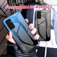 Samsung M14 5G M34 2023 Tempered Glass Phone Case For Samsung Galaxy M14 M34 SamsungM14 SamsungM34 M 14 34 34M 14M 4G 5G 2023 Casing Gradient Phone Case Shockproof Back Cover