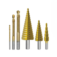 Monqiqi 6 pcs 4-32mm Mata Bor Multi Step Pagoda Tangga Payung Drill Bits Size Set Mata Bor Pagoda Sp