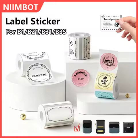 Niimbot White/Color/Transparent Labels Sticker Thermal Adhesive Paper Roll Printer Stickers For Niim